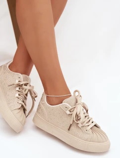 Ozdobené dámské tenisky béžové model 21834860 - Boto