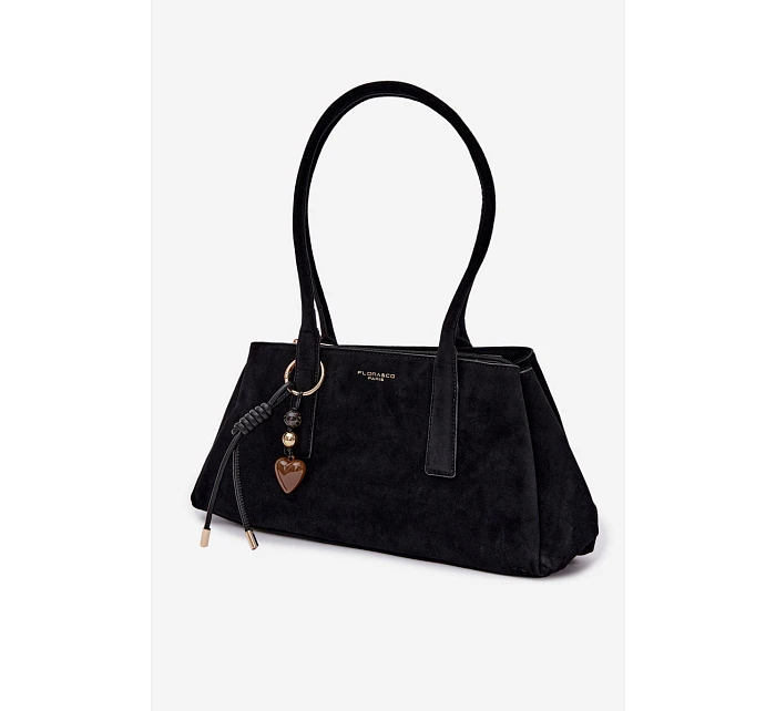 Eko semišová kabelka s přívěskem Černá model 22111620 - Flora&Co