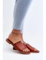 Dámske papuče z ekokože na plochom podpätku, hnedé Maliha Dámske papuče z ekokože na plochom podpätku, hnedé Maliha
