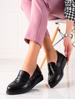 Pohodlné poltopánky čierne dámske bez podpätku