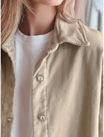 Dámska prechodná oversize košeľová bunda KOSMOJACK c.beige FashionStreet TY4841