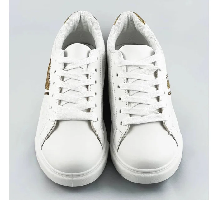 Bielo-zlaté šnurovacie dámske sneakersy (RC-03)