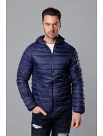 Tmavě modrá pánská prošívaná bunda s kapucí model 18345099 - J.STYLE Tmavě modrá pánská prošívaná bunda s kapucí model 18345099 - J.STYLE