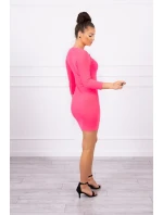 Šaty s ozdobnými gombíkmi ružové neónové Šaty s ozdobnými gombíkmi ružové neónové