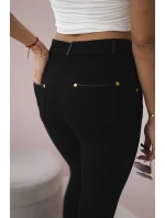 Bavlnené nohavice s lemom na vreckách čierne