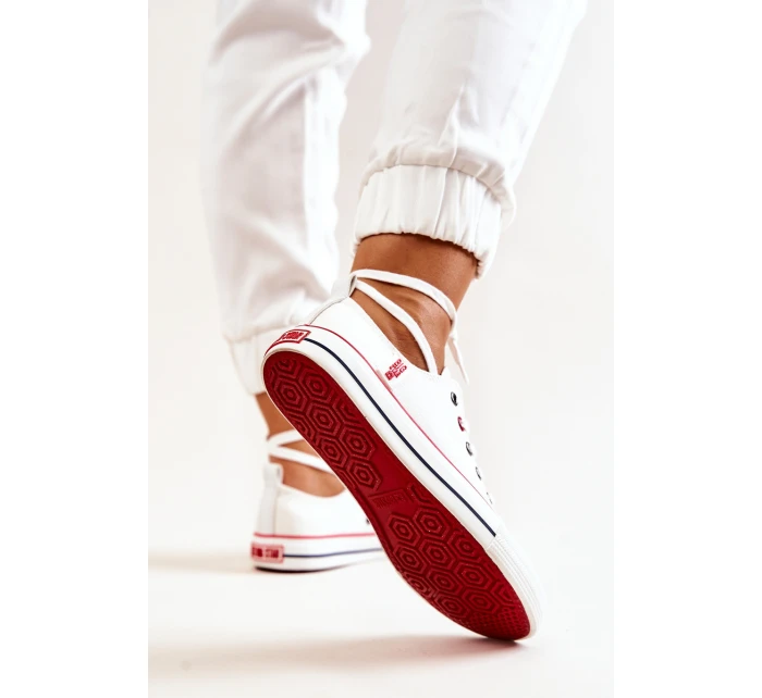 Damskie Materiałowe Trampki BIG STAR JJ274123 Białe Damskie Materiałowe Trampki BIG STAR JJ274123 Białe