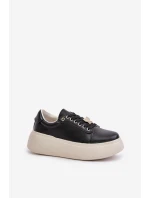 Kožené Dámské Sneakersy Na Platformě S  Černé model 21675586 - VINCEZA