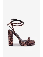 Sandały Damskie Na Słupku Z Paseczkiem Panterka Fevenne