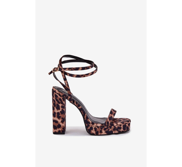 Sandały Damskie Na Słupku Z Paseczkiem Panterka Fevenne