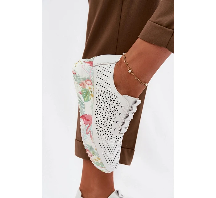 Kožené otevřené dámské polobotky bílé Telina Kožené otevřené dámské polobotky bílé Telina