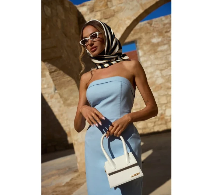 M843 Džínsové midi šaty - svetlomodré