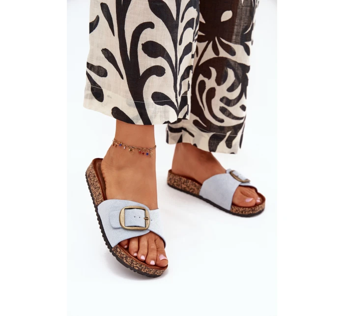 Dámske papuče s prackou na korkovej platforme - modré Zavira Dámske papuče s prackou na korkovej platforme - modré Zavira