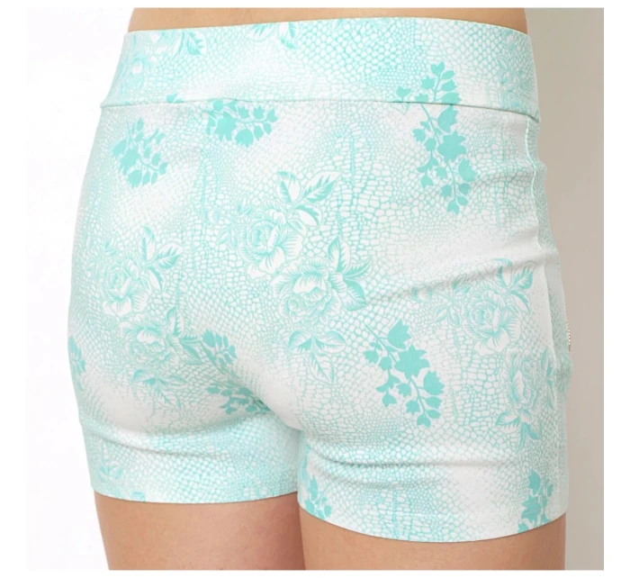 Dámske bavlnené elastické šortky BLACK & FISH zdobené zipsami korálová / mint / béžová - BLACK & FISH