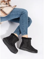 Vynikajúce dámske čierne snežnice bez podpätku Vynikajúce dámske čierne snežnice bez podpätku