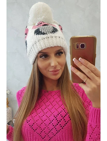 Dámská čepice bílá model 18751615 - K-Fashion Dámská čepice bílá model 18751615 - K-Fashion
