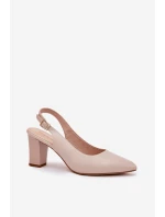 Wygodne Czółenka Na Słupku Sergio Leone SK162 Beżowe