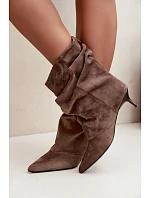 Nazouvací kotníkové boty typu na podpatku Khaki model 22320914 - Boto Nazouvací kotníkové boty typu na podpatku Khaki model 22320914 - Boto