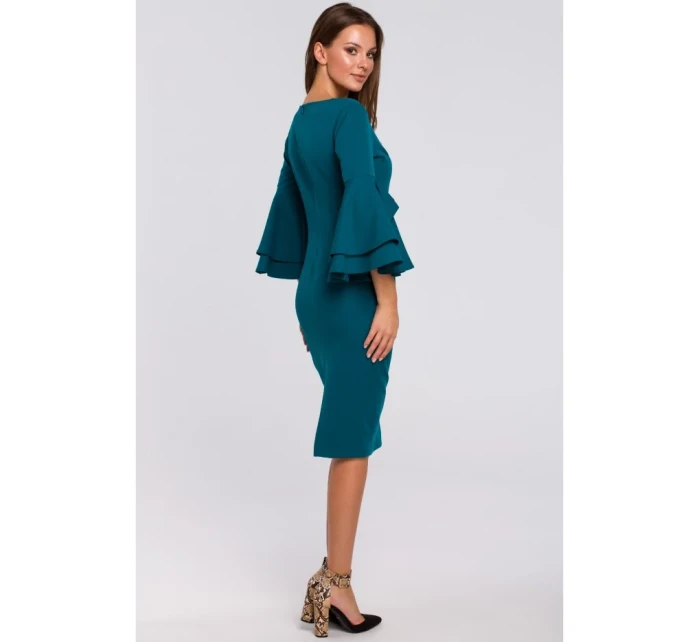 Plášťové šaty s rukávy  modré model 18002414 - Makover