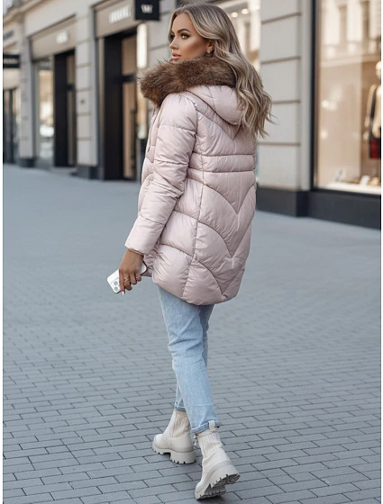 Dámská zimní bunda s kapucí model 22120966 béžová - FashionStreet Dámská zimní bunda s kapucí model 22120966 béžová - FashionStreet