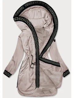 Tenká béžová dámska bunda s ozdobnou lemovkou (B8142-51)