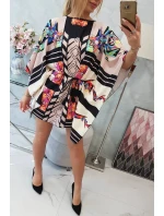 Netopierie šaty s viazaním v páse, béžové