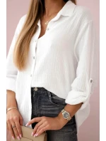 Bavlněná mušelínová košile oversize bílý Bavlněná mušelínová košile oversize bílý