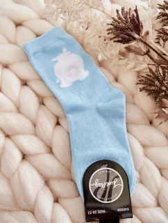 Młodzieżowe Bawełniane Skarpetki Biały Miś Miętowe