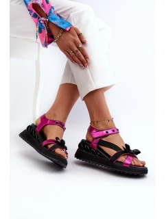 Dámské sandály s mašlí D&A model 21660353 fuchsie - S.Barski