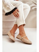 Ozdobené baleríny s páskem eko semišové béžové model 21670636 - Boto