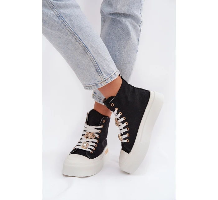 Dámské tenisky na platformě s přezkami černé Gracella Dámské tenisky na platformě s přezkami černé Gracella