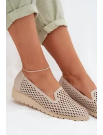 Dámské perforované polobotky Béžové model 22027639 - Boto Dámské perforované polobotky Béžové model 22027639 - Boto