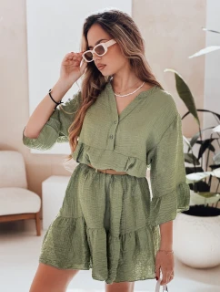 Letné mušelínové šaty LYVONNE tmavozelené FashionStreet EY2616