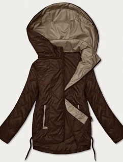 zateplená krátká dámská bunda s kapucí Goodlookin v čokoládové barvě model 22383913 - S'WEST