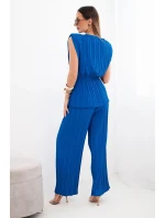 Dámský viskózový komplet s halenkou na zavazování a širokými kalhotami model 22025286 - K-Fashion