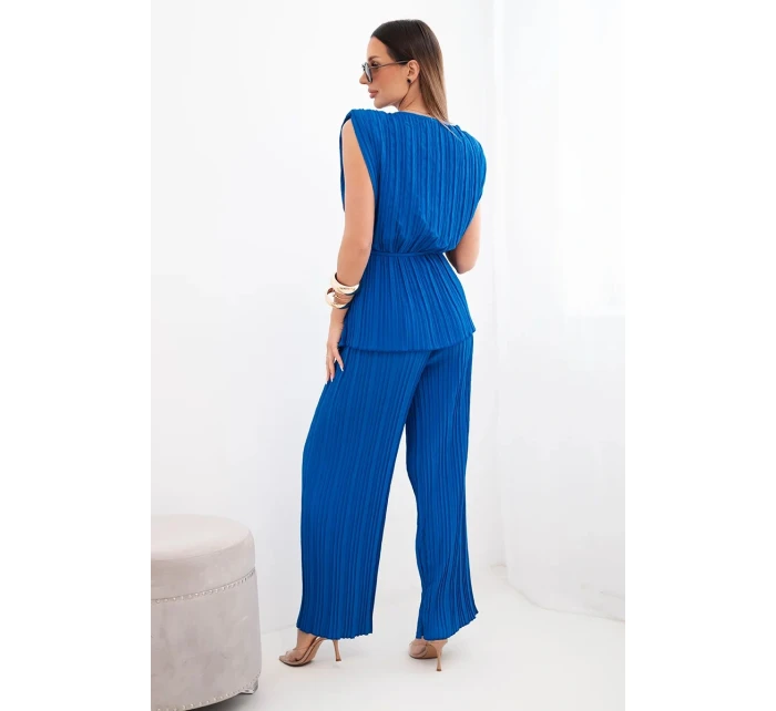 Dámský viskózový komplet s halenkou na zavazování a širokými kalhotami model 22025286 - K-Fashion