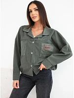 Dámská manšestrová bunda s kapsami a model 22347736 khaki - K-Fashion Dámská manšestrová bunda s kapsami a model 22347736 khaki - K-Fashion