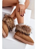 Skórzane Śniegowce Na Platformie Z Futerkiem Camel Avirisa