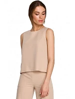 S257 Blúzka bez rukávov - béžová