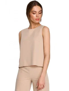 model 15205480 Halenka bez rukávů béžová - STYLOVE