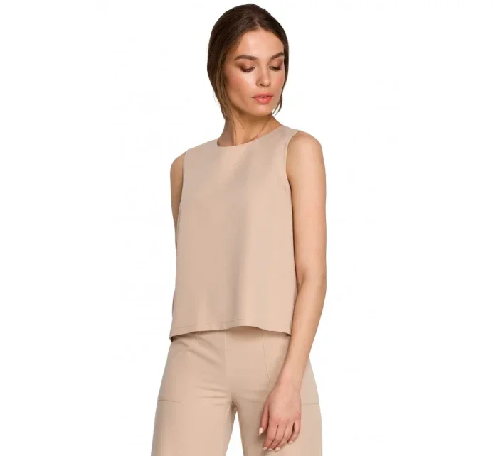 S257 Blúzka bez rukávov - béžová
