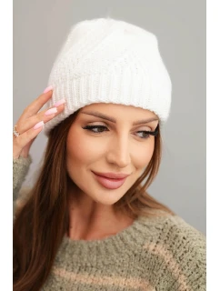 Dámska zimná čiapka s vlnou biela - Oliwier
