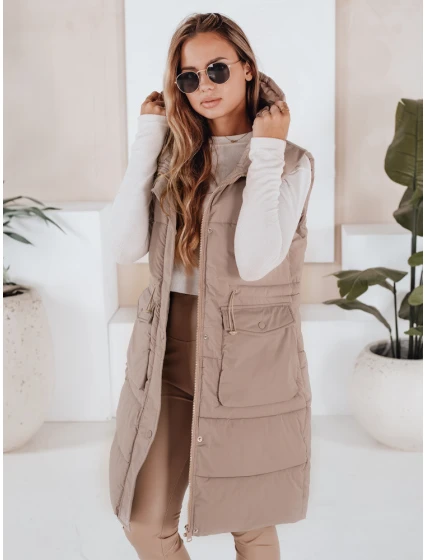 Dámská prošívaná vesta béžová Dstreet model 21966341 - FashionStreet