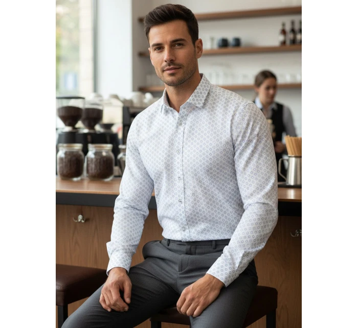 Pánska biela košeľa FashionStreet DX2438 Pánska biela košeľa FashionStreet DX2438