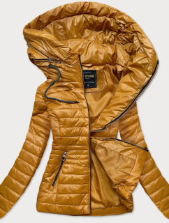 Prošívaná dámská bunda v hořčicové barvě s kapucí model 16149508 - ATURE