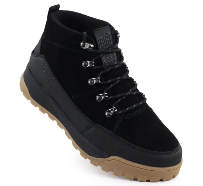 Pánské kožené trapery černé model 21905156 - Big Star Pánské kožené trapery černé model 21905156 - Big Star