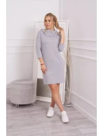 Šaty s kapucňou a vreckami šedej