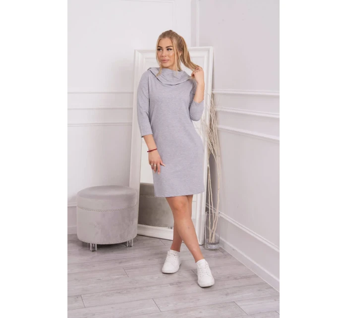 Šaty s kapucňou a vreckami šedej