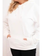 Plus veľkosť dámska mikina s kapucňou s klokaním vreckom bavlna biela