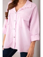 Dámská bavlněná košile s kapsami světle fialová