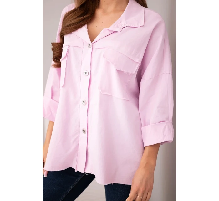 Dámská bavlněná košile s kapsami světle fialová